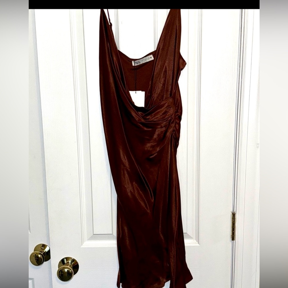 Zara Chocolate Satin Slip Dress
